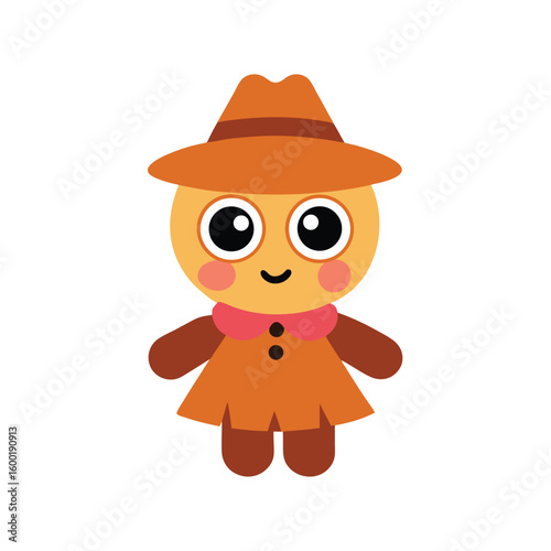 Cartoon Scarecrow With Big Eyes And Rosy Cheeks