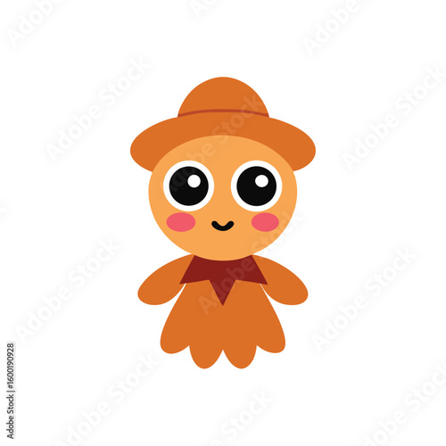 Cartoon Scarecrow With Big Eyes And Rosy Cheeks