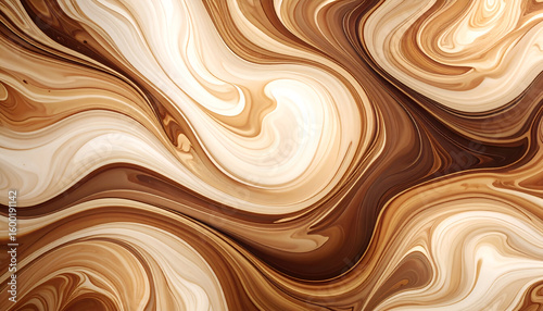 Swirling Coffee Cream Abstract.