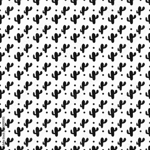 Cactus Ornament Dessert Print Polka Dots. Vector