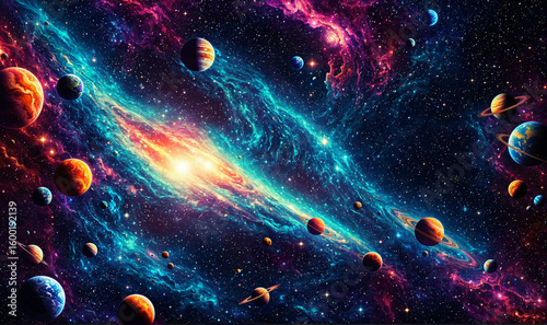 colorful nebula and planets...