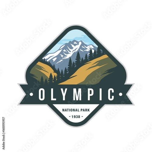 Olympic National Park logo badge emblem illustration