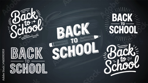 Back to School Designs: A curated collection of eye-catching back-to-school graphics, perfect for educational and promotional materials. Hand-drawn style, simple and clear.