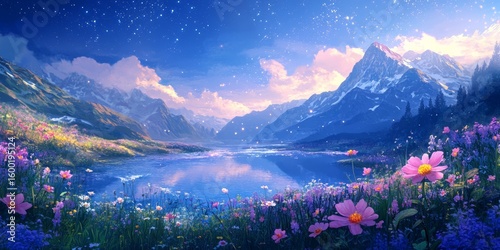 A beautiful landscape with mountains in the background