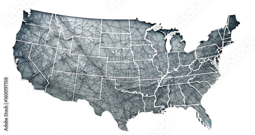 United states map network lines abstract design