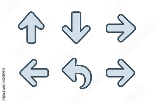 Directional arrows illustrating movement choices on a plain background for sign and guide applications