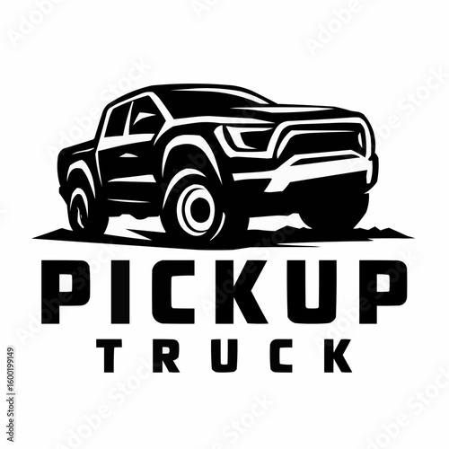 Pickup Truck Logo Vector – Rugged Utility Vehicle Icon Design

