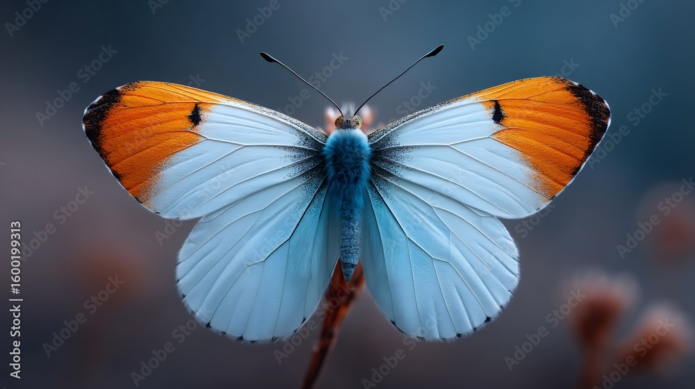 Obraz premium Exquisite orange tip butterfly wings displaying intricate details and captivating color palette