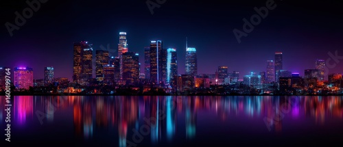 Neon Los Angeles Nightscape: A City of Angels Glowing