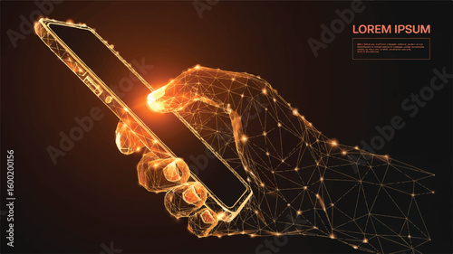Digital Connection: A stunning digital representation of a hand interacting with a smartphone, highlighting the seamless connection and modern touch.