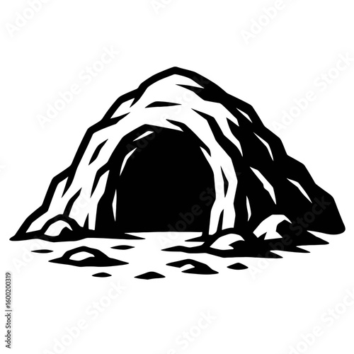 Dark Cave Entrance or Cavern Opening - Nature Landscape Vector