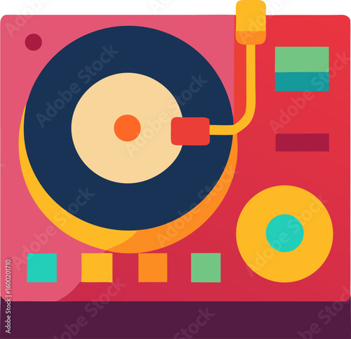 Flat colourful illustration of a dj turnt.