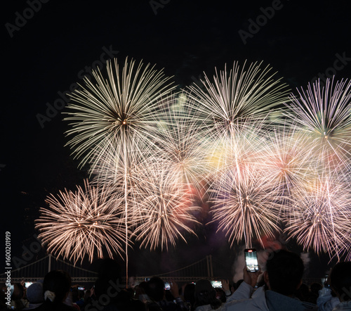 Spectacular Fireworks Light Up the Night Sky In Busan, Korea.