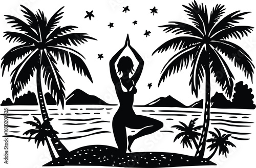 beach yoga scene