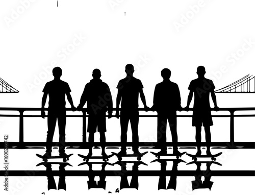 "Mountain Skateboarding Silhouette Scene" vector bundle