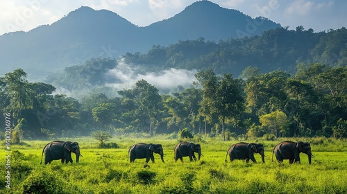 Wild animals like elephants tigers and deer roam free in lush green habitats emphasizing biodiversity wildlife conservation and harmony between species and natural environment