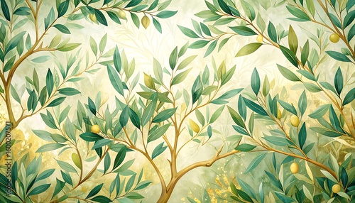 Lush olive trees in a sun-drenched garden