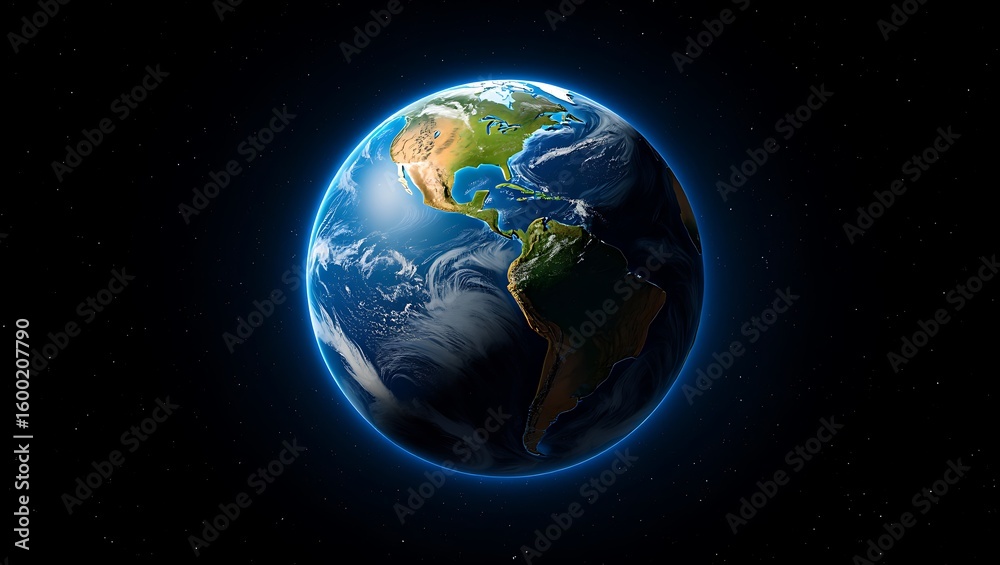 Fototapeta premium Realistic planet Earth in outer space background.