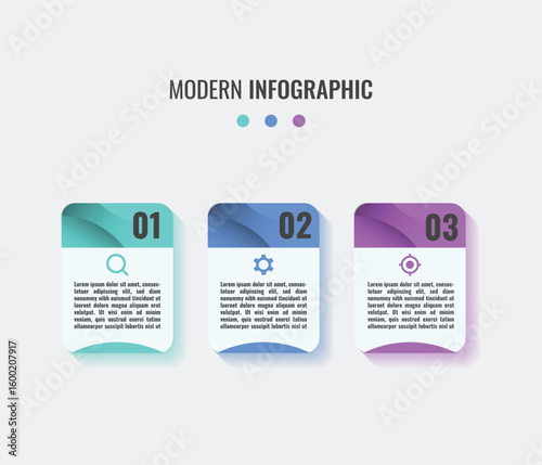 Modern 3 Steps Business Infographic Template