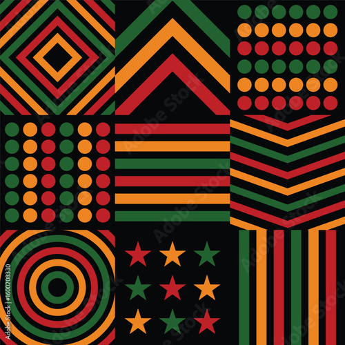 African Geometric Pattern Shapes Vector Background