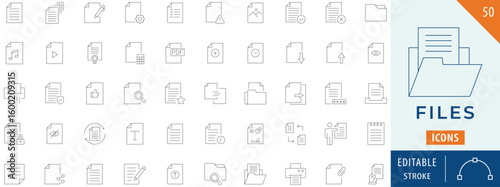 Files icon collection set. Editable stroke.