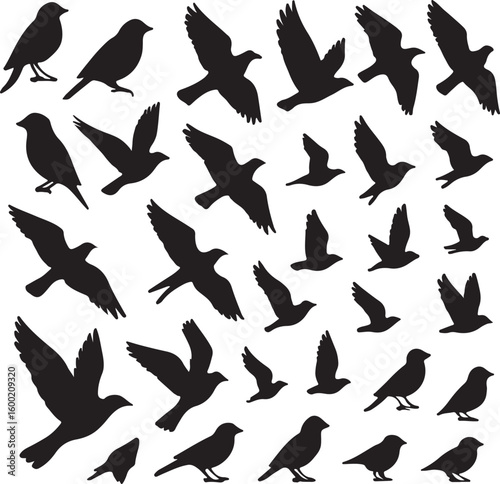 Seamless pattern featuring flying bird silhouettes, a vector illustration for wallpaper design