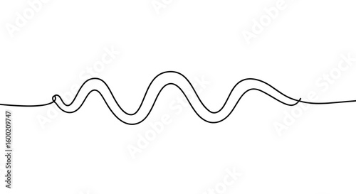 Continuous line art wave design on white background