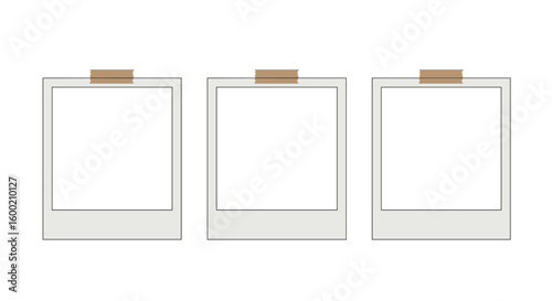 Classic polaroid frames with tape for photo display