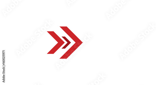 Dynamic red arrow symbol with modern geometric design elements