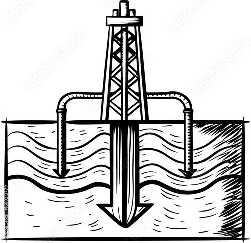 Oil drilling rig extracting resources underground industrial energy production, petroleum exploration, fossil fuel extraction
