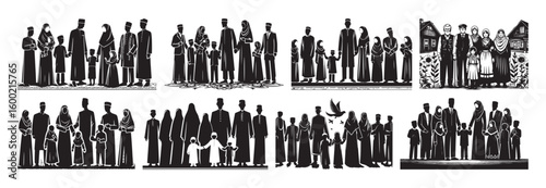 Diverse families standing together family people