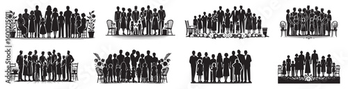 Diverse family groups gathered together people children