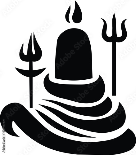Shivling Of shiv Shankar Bhakti silhouette white background