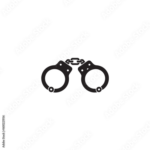 Black Handcuffs Silhouette with Chain - Justice, Arrest, or Crime Symbol Vector Illustration for Law Enforcement and Security Designs


