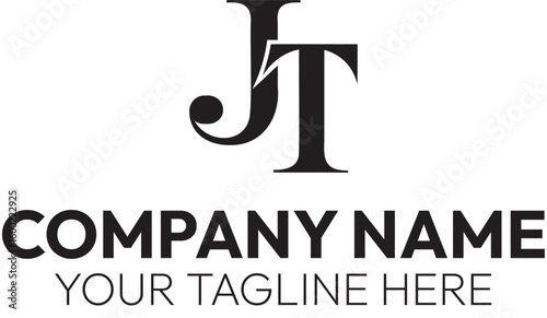 Elegant JT Initial Logo Design for Business Identity, Modern and Minimalist JT Lettermark for Company Branding and Visual Appeal