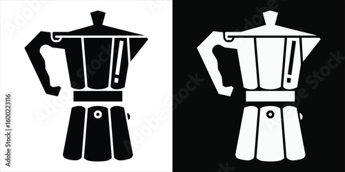 Moka pot coffee maker vector icon.