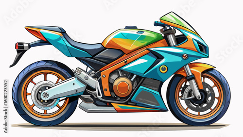 Colorful Stylized Sportbike Illustrations – Racing Motorcycle Vector Graphics