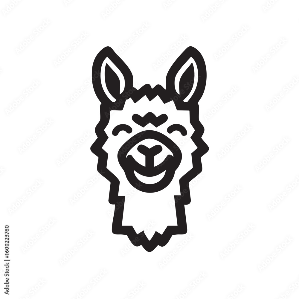 Fototapeta premium Happy llama face design for merchandise and branding