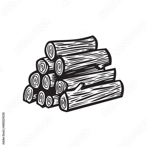 Wood logs stacked for outdoor fire pit or camping needs