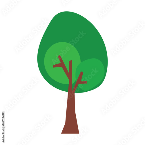 Green tree flat design isolated on white background
