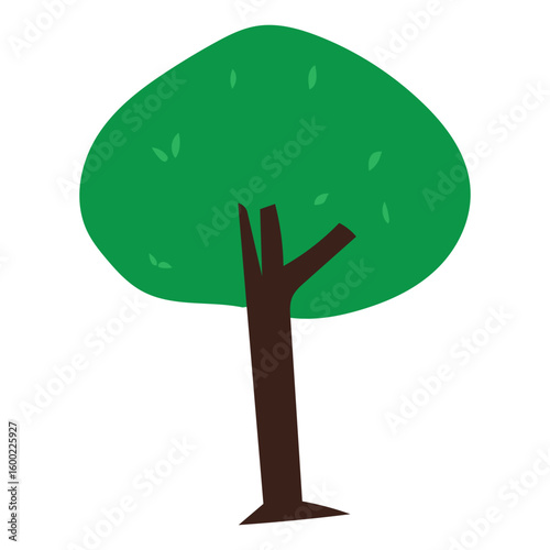 Green tree flat design isolated on white background