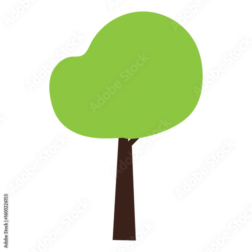 Green tree flat design isolated on white background