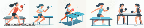vector of a female table tennis player