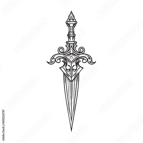 Elegant ornamental dagger with intricate design details