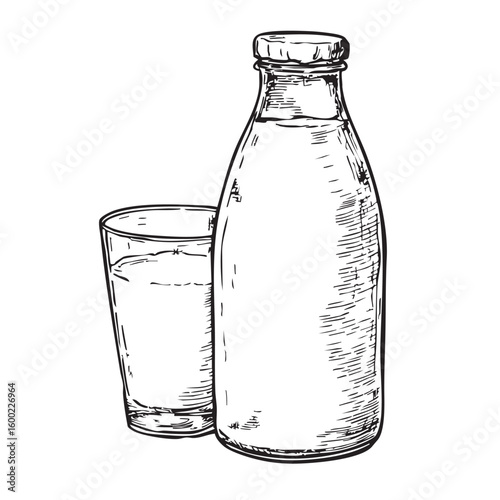 Fresh milk and glass for breakfast or healthy beverage options