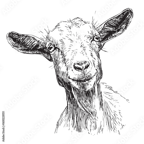 Goat illustration with expressive features for artistic inspiration