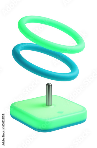 Glow-in-the-dark ring toss game with phosphorescent rings and base for night-time fun