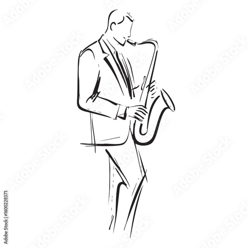 Stylish saxophonist performing jazz music at a lively event