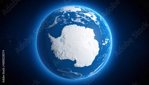 Fototapeta Naklejka Na Ścianę i Meble -  Earth from above Antarctica, icy white continent in center