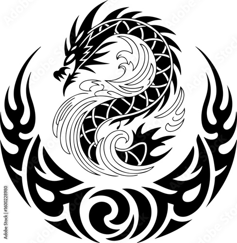 tribal tattoo, dragon tattoo, skull and rose, tattoo  design bundle